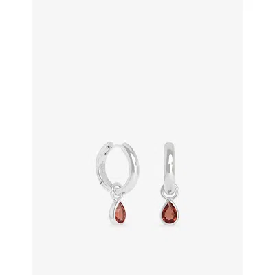Astrid & Miyu Sunset Pear Charm Rhodium-plated Sterling-silver And Cubic Zirconia Hoop Earrings