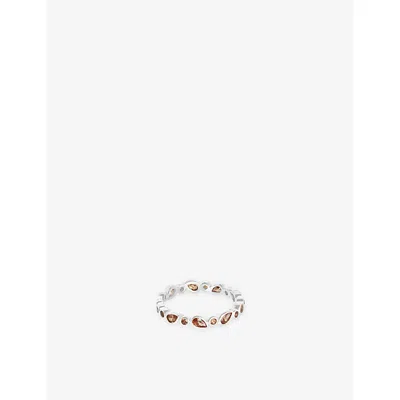 Astrid & Miyu Sunset Pear Rhodium-plated Sterling-silver And Cubic Zirconia Band Ring