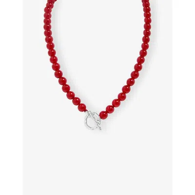 Astrid & Miyu Sunset Rhodium-plated Brass And Quartz Beaded Necklac In Metallic