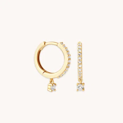 Astrid & Miyu Topaz Charm Hoops In Solid Gold