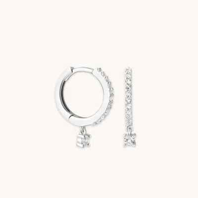 Astrid & Miyu Topaz Charm Hoops In Solid White Gold