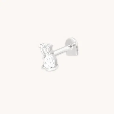 Astrid & Miyu Topaz Pear Cluster Piercing Stud In Solid White Gold