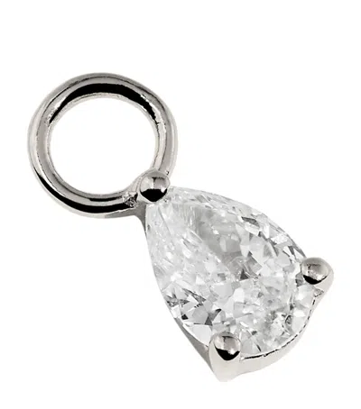 Astrid & Miyu White Gold And Diamond April Birthstone Earring Charm In Silver