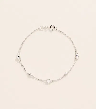 Astrid & Miyu White Gold And Topaz Heart Bracelet In Silver