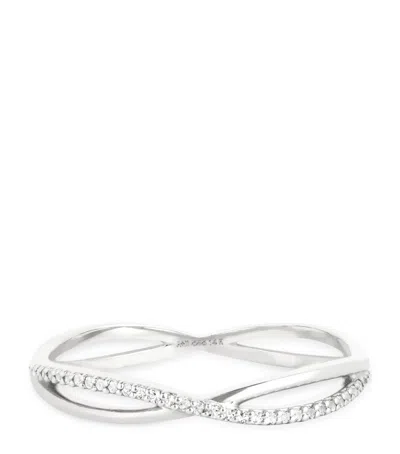 Astrid & Miyu White Gold And Topaz Infinite Pavé Ring In Silver