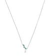 Astrid & Miyu White Gold, Diamond And Emerald Necklace In Metallic