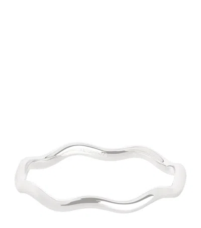 Astrid & Miyu White Gold Wave Ring In Transparent