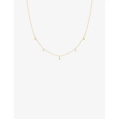 Astrid & Miyu Womens 14ct Solid Gold Charm 14ct-yellow-gold, Lab-grown Diamond And Yellow Sapphire Necklac