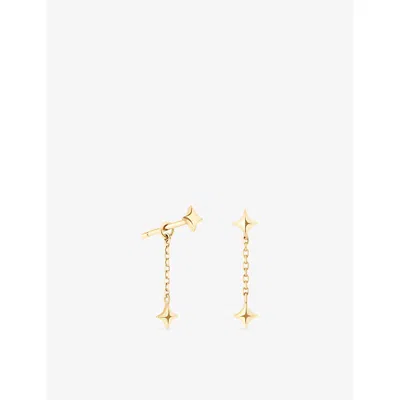 Astrid & Miyu Womens  Cosmic Star 14ct Yellow-gold Stud Drop Earrings