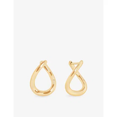 Astrid & Miyu Womens  Molten 14ct Yellow-gold Hoop Earrings