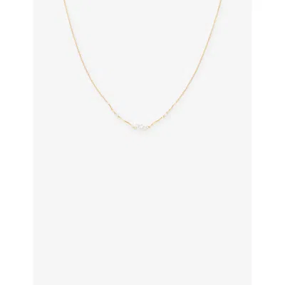 Astrid & Miyu Womens  Station Cluster 14ct Yellow Gold And Lab-grown Diamond Pendant Necklac