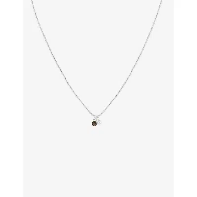 Astrid & Miyu Womens  Charm 14ct White-gold, Lab-grown Diamond And Smokey Quartz Pendant Necklac In Orange