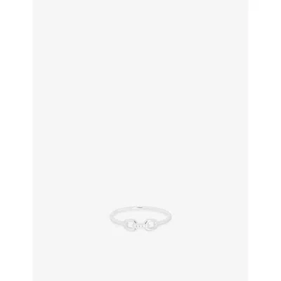 Astrid & Miyu Womens  Hardware 14ct White-gold And Lab-grown Pavé Diamond Ring In Neutral