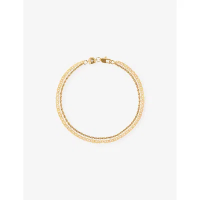 Astrid & Miyu Womens 18ct Gold Duo 18ct Yellow Gold-plated Brass And Cubic Zirconia Chain Bracelet
