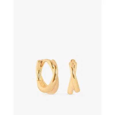 Astrid & Miyu Womens 18ct Gold Illusion Twist 18ct Yellow Gold-plated Sterling-silver Huggies