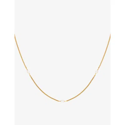 Astrid & Miyu Navette Charm 18ct Yellow Gold-plated Sterling-silver And Cubic Zirconia Necklace In 18ct Gold