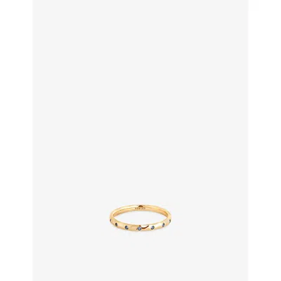 Astrid & Miyu Womens 18ct Gp Silver Molten 18ct Yellow Gold-plated Sterling-silver And Zirconia Band Ring