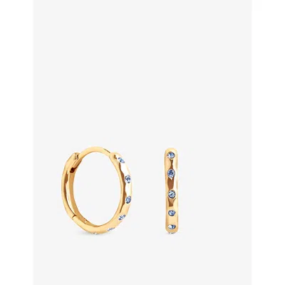 Astrid & Miyu Womens 18ct Gp Silver Molten 18ct Yellow Gold-plated Sterling-silver And Zirconia Hoop Earrings