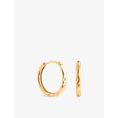 Astrid & Miyu Womens 18ct Gp Silver Molten Textured 18ct Yellow Gold-plated Sterling-silver Hoop Earrings In Burgundy