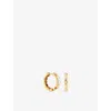 Astrid & Miyu Womens 18ct Gp Silver Pear Bezel 18ct Yellow-gold Plated Sterling-silver And Cubic Zirconia Hoop Ear