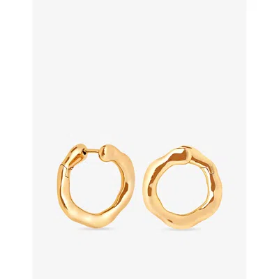 Astrid & Miyu Womens 18ctgoldplatedbrass Molten Orbit Large 18ct Yellow Gold-plated Brass Hoop Earrings