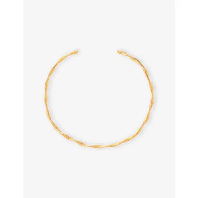 Astrid & Miyu Womens Twist 18ct Yellow Gold-plated Brass Cuff Bracelet 18ctgoldplatedbrass