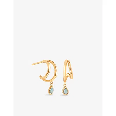 Astrid & Miyu Womens 18ctgoldplatedsilver Illusion Opal Charm 18ct Yellow Gold-plated Sterling-silver And Nano-gem