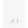 Astrid & Miyu Womens 18ctgoldplatedsilver Molten Bar 18ct Yellow-gold Plated Sterling-silver Stud Earrings In Gold