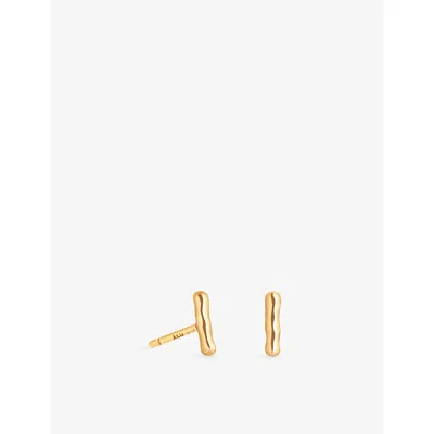 Astrid & Miyu Womens 18ctgoldplatedsilver Molten Bar 18ct Yellow-gold Plated Sterling-silver Stud Earrings