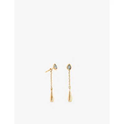 Astrid & Miyu Womens 18ctgoldplatedsilver Opal Charm 18ct Yellow Gold-plated Sterling-silver And Nano-gem Drop Ear