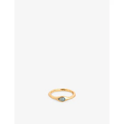 Astrid & Miyu Womens 18ctgoldplatedsilver Opal Pear 18ct Yellow Gold-plated Sterling-silver And Nano-gem Cocktail 