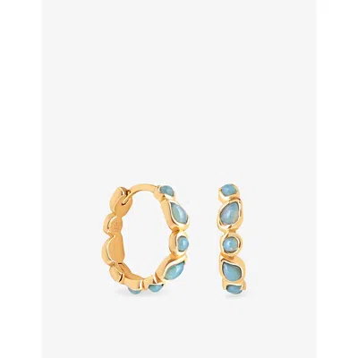 Astrid & Miyu Womens 18ctgoldplatedsilver Opal Pear Bezel 18ct Yellow Gold-plated Sterling-silver And Nano-gem Hoo