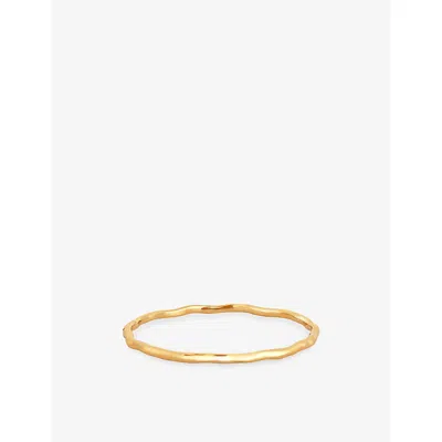 Astrid & Miyu Womens 18ctgoldplatedsilver Pearl Molten 18ct Yellow-gold Plated Sterling-silver Bangl