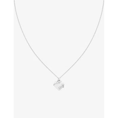 Astrid & Miyu Womens Heart And Snake Rhodium-plated Sterling-silver Pendant And Cubic-zirconia Necklac