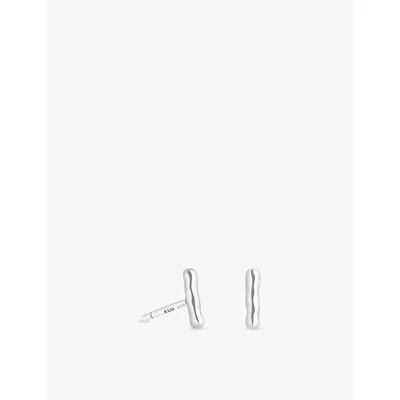 Astrid & Miyu Womens Rhodiumplatedsilver Molten Bar Rhodium Plated Sterling-silver Stud Earrings In Metallic