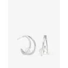 Astrid & Miyu Womens Rhodiumplatedsilver Molten Illusion Rhodium Plated Sterling-silver And Pearl Hoop Earrings In Metallic