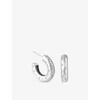 Astrid & Miyu Womens Rhodiumplatedbrass Cosmic Star Dome Rhodium-plated Brass And Cubic Zirconia Hoop Earrings In Silver