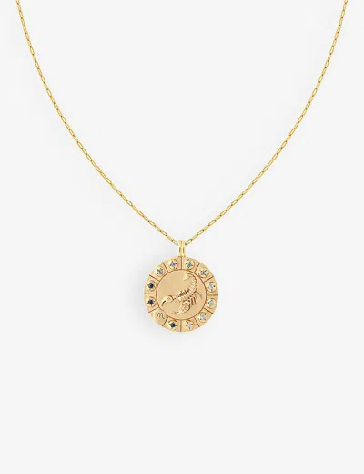 Astrid & Miyu Scorpio Bold Zodiac Plated Recycled 925 Sterling-silver Necklace In Gold
