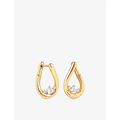 Astrid & Miyu Womens Heart Cluster Molten 18ct Yellow Gold-plated Sterling-silver Hoop Earrings
