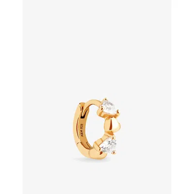 Astrid & Miyu Womens Heart Crystal 18ct Yellow Gold-plated Sterling-silver And Zirconia Single Hoop Earring