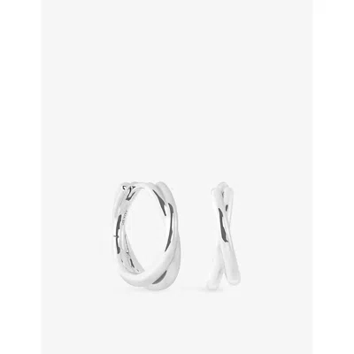 Astrid & Miyu Womens Illusion Twist Rhodium-plated Sterling-silver Hoop Earrings In Gray