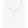 Astrid & Miyu Womens  Infinite Rhodium-plated Sterling-silver And Freshwater-pearl Lariat Necklac