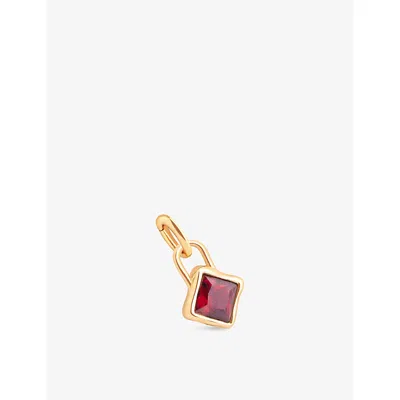Astrid & Miyu Womens January 18ct Gold-plated Sterling-silver And Garnet Birthstone Charm 18ctgoldplatedsilver