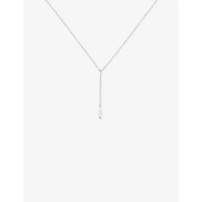Astrid & Miyu Womens Rhodiumplatedsilver Molten Charm Rhodium-plated Sterling-silver Lariat Necklac