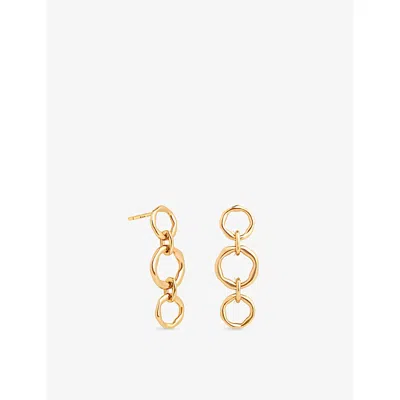 Astrid & Miyu Womens Molten Link 18ct Yellow Gold-plated Brass Drop Earrings 18ctgoldplatedbrass