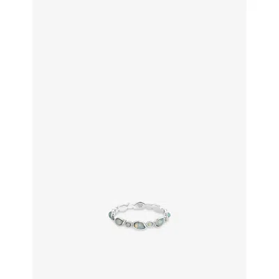 Astrid & Miyu Womens Rhodiumplatedsilver Opal Pear Rhodium-plated Sterling-silver And Nano-gem Eternity Ring