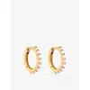 Astrid & Miyu Womens 18ct Gp Silver Pearl Hoop Rhodium-plated Sterling-silver Earring
