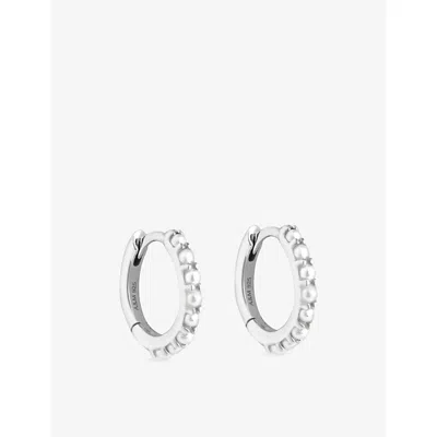 Astrid & Miyu Womens Rhodium P Silver Pearl Hoop Rhodium-plated Sterling-silver Earring