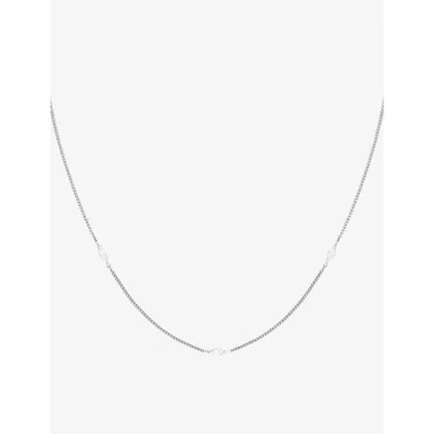 Astrid & Miyu Navette Charm Sterling-silver And Cubic Zirconia Necklace In Rhodium