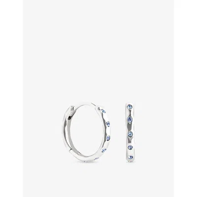 Astrid & Miyu Womens Rhodium P Silver Molten 18ct Yellow Gold-plated Sterling-silver And Zirconia Hoop Earrings